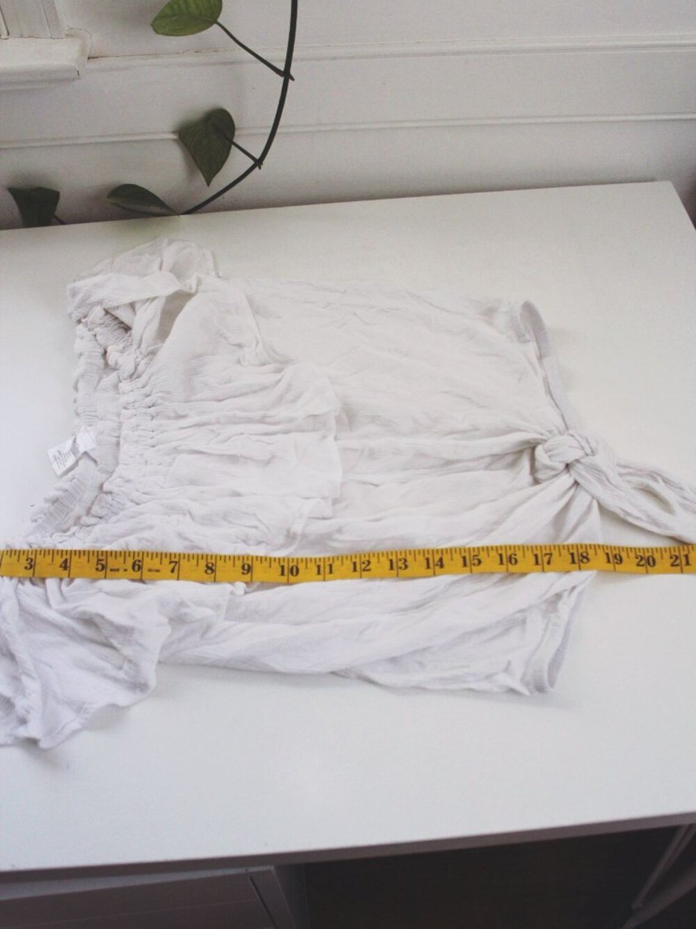 White Off-Shoulder Ruffle Blouse Top Fairy Cottagecore Boho S Tie Waist - Picture 5 of 7